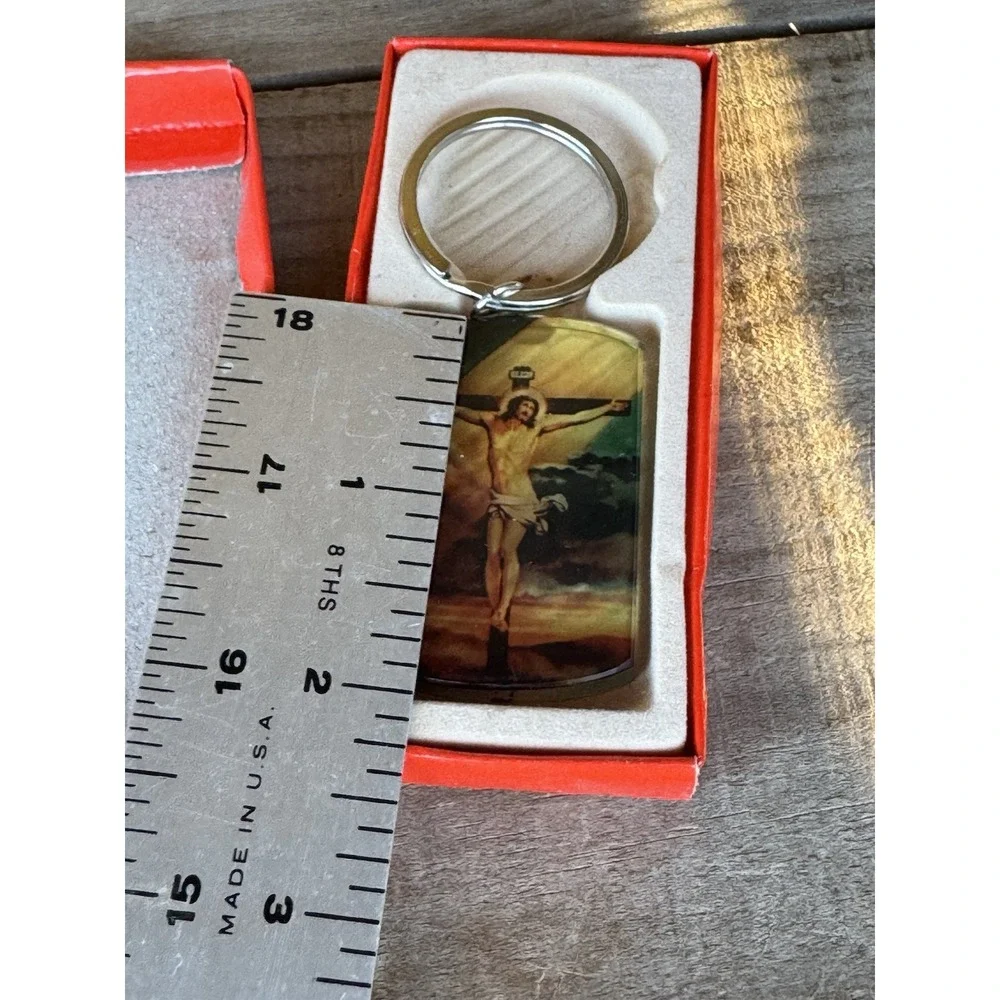 Vintage Keyring THE CRUCIFIXION OF JESUS CHRIST Keychain Ancien Porte-Clés JÉSUS